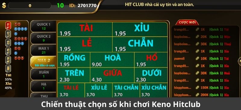 Chiến thuật lựa chọn số hiệu quả khi chơi Keno Hitclub