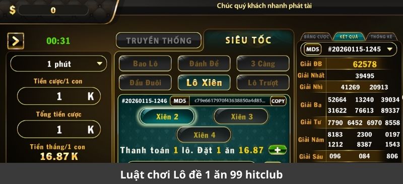 Hướng dẫn chơi Lô đề 1 ăn 99 hitclub