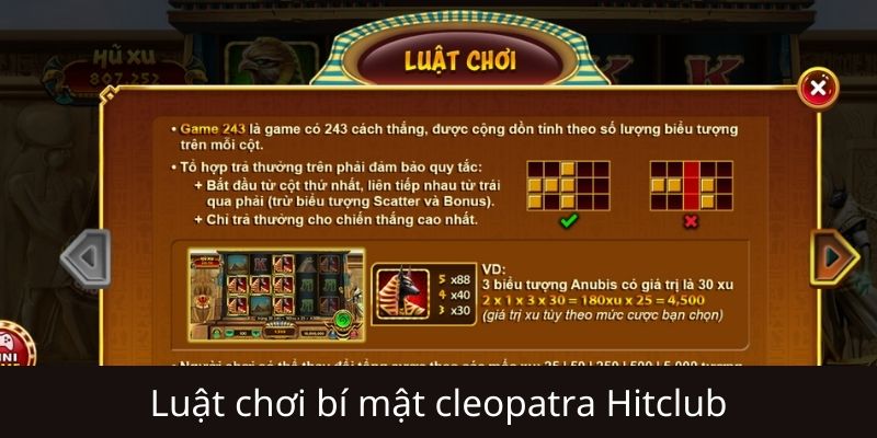 Quy luật của trò chơi Bí mật Cleopatra Hitclub
